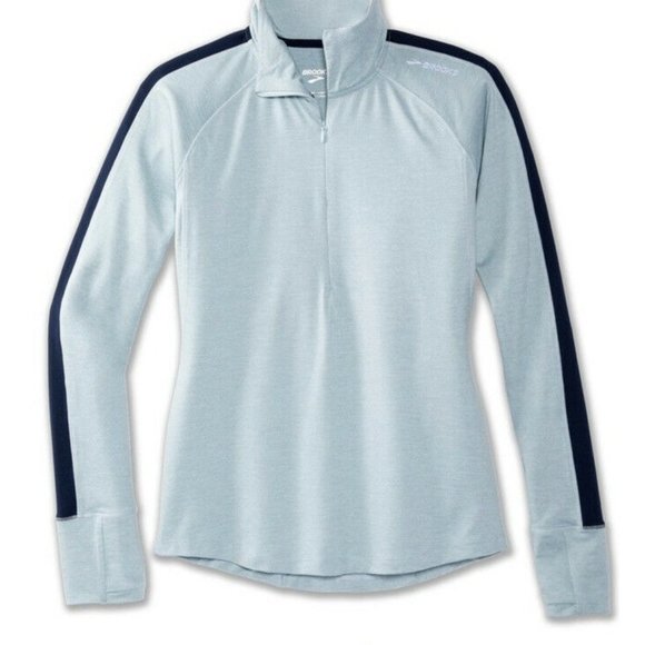BROOKS NWT Heather Glacier/Navy Dash 1/2 Zip Running Jacket Women’s Small - Picture 5 of 12